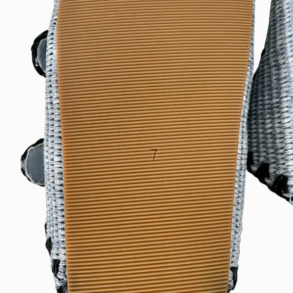 Loeffler Randall Theo Sandal 7 Blue Black Raffia Woven Platform Slide - Picture 11 of 12